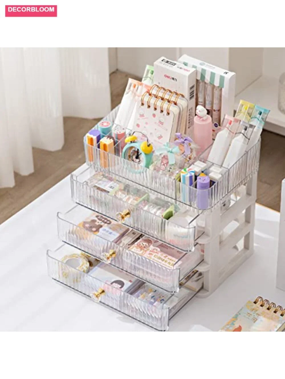 Makeup Organizer with 3 Drawers, Clear Cosmetic Display Case, Skincare